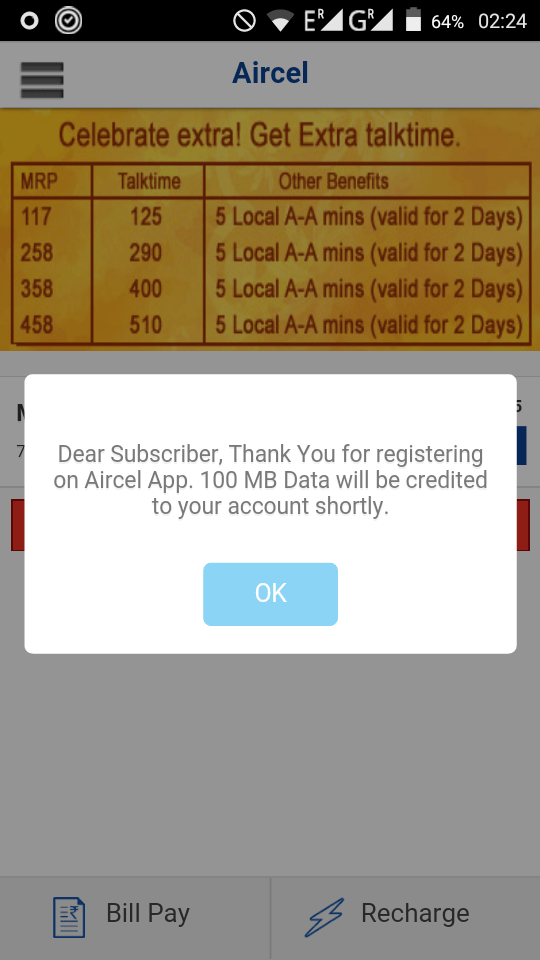 in balance check aircel 3g how aircel app Register 100 Mb at : Aircel get & free 3G/2G