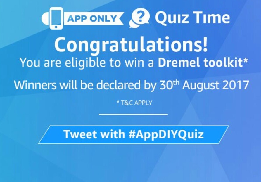 (5 Answer Added)Amazon Today Quiz Time Win Dremel Toolkit