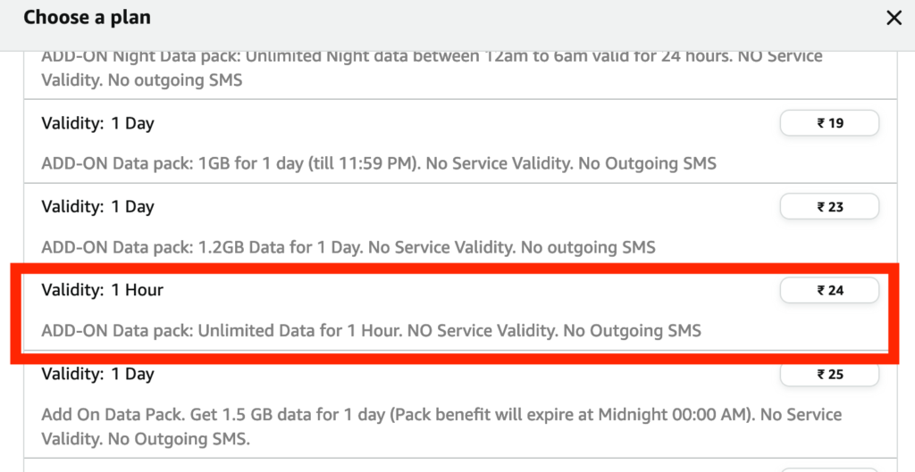 VI Rs 9 One Hour Unlimited Data Pack