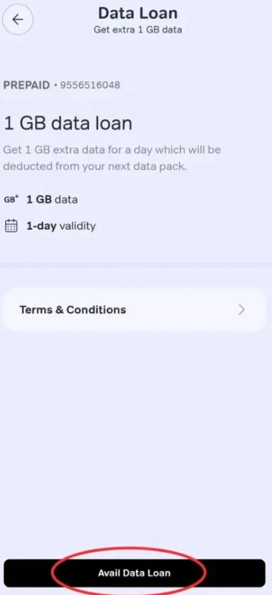 Airtel 1GB data loan code for 1 day