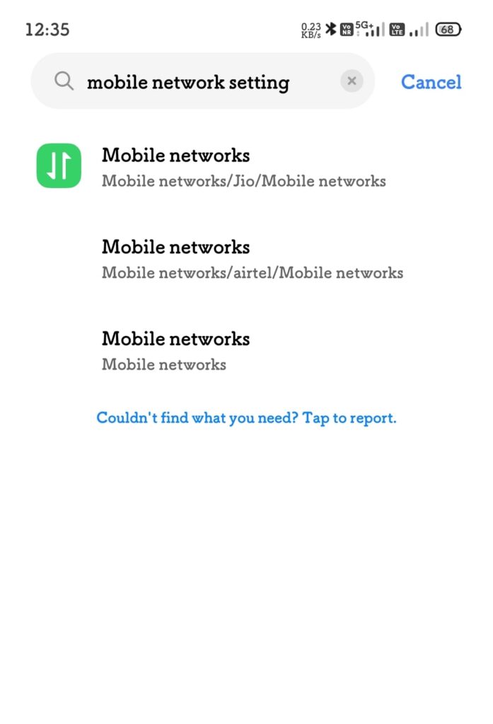 mobile network settings