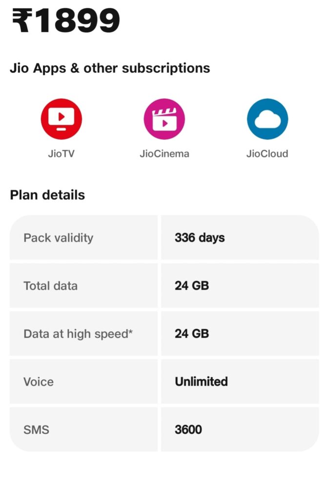 Jio unlimited calling plan without internet for 1 year