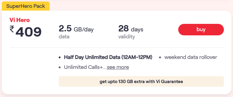 Vi unlimited data plan for 1 Month
