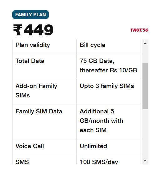 Jio family plan 449 postpaid