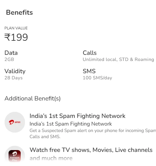 Airtel 199 Plan details 2025