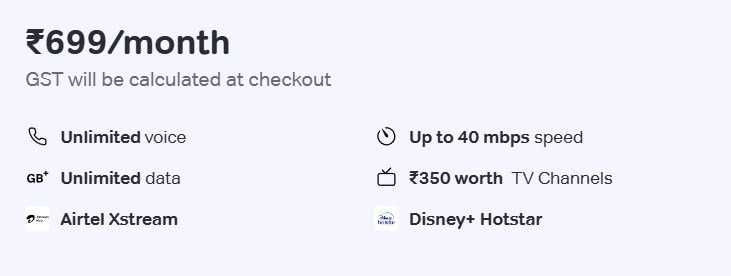 Airtel Xstream Fiber Plan