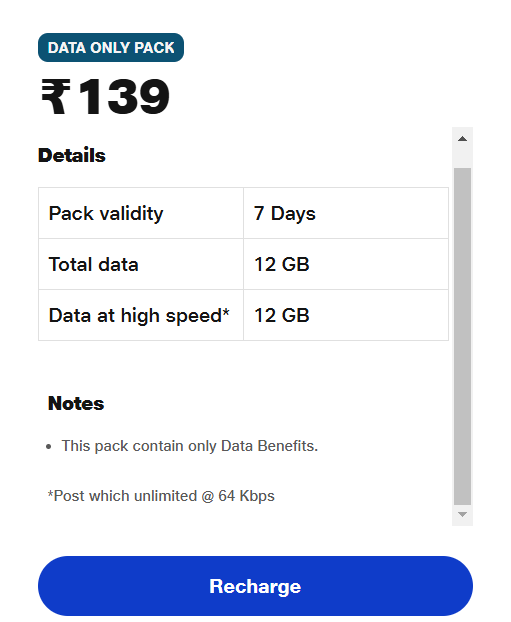 Jio Only Net Pack