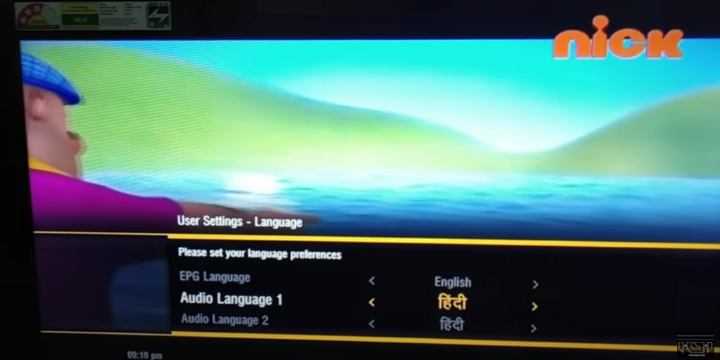 Airtel DTH menu language change Hindi to English