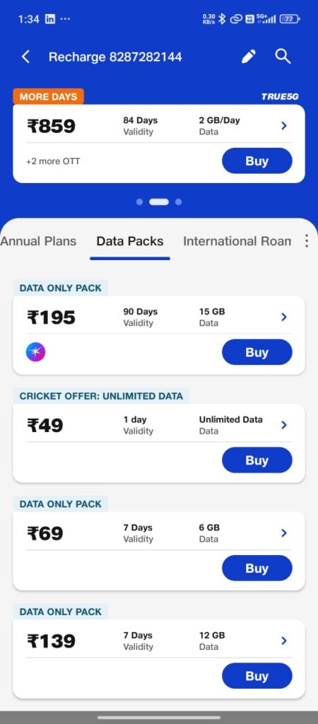 Jio Rs.195 Recharge Plan