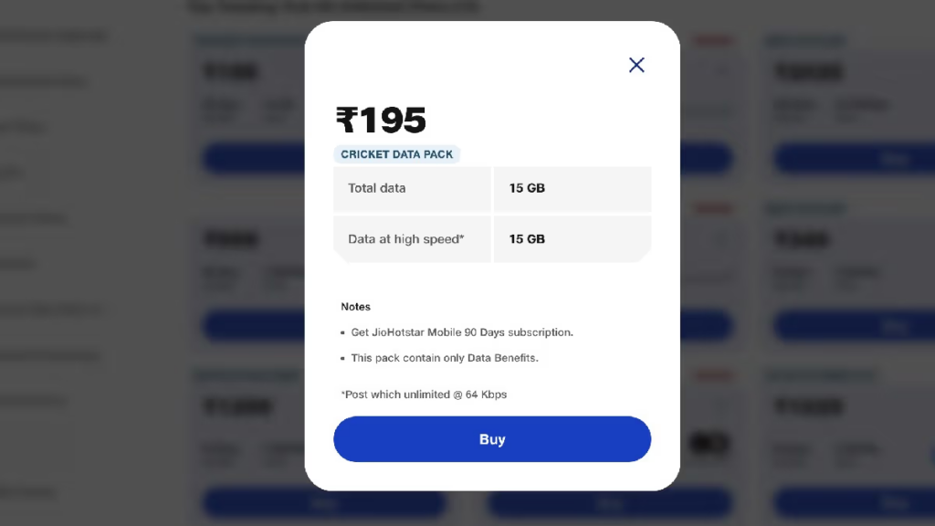 Jio Prepaid 195 Plan Details