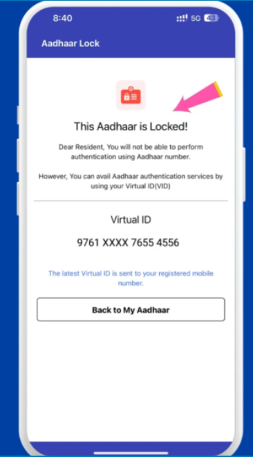 Aadhaar biometric is Locked