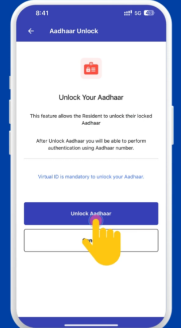 UIDAI biometric unlock permanently